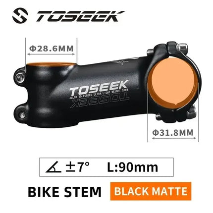 TOSEEK MTB/Road Bike Handlebar Stem  Lightweight 60-100mm, 28.6mm Fork, 31.8mm Bar