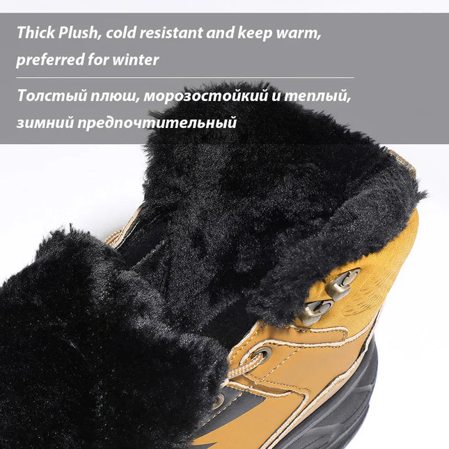 Super Warm Thick Plush Men Snow Boots Plus Size 39-48 Hiking Boots Men Non-Slip Outdoor Sneakers Ankle Winter Shoes For Man