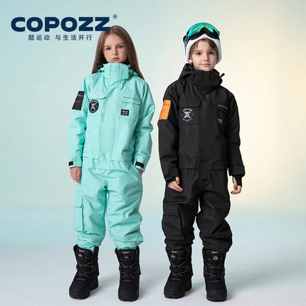 COPOZZ Children Snowsuit Kids Ski Suits One Piece Jumpsuits Overalls Outdoor Sports Snowboarding Snow Suit For Boys And Girls