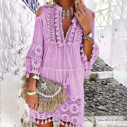 Women Quarter Sleeve Loose Dress