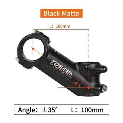 TOSEEK MTB/Road Bike Handlebar Stem  Lightweight 60-100mm, 28.6mm Fork, 31.8mm Bar