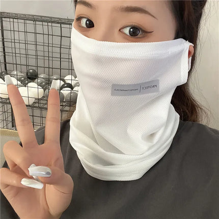 2Pcs Sun Protection Arm Sleeves & Cooling Ice Silk Face Mask for Summer, Cycling, Driving