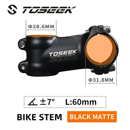 TOSEEK MTB/Road Bike Handlebar Stem  Lightweight 60-100mm, 28.6mm Fork, 31.8mm Bar