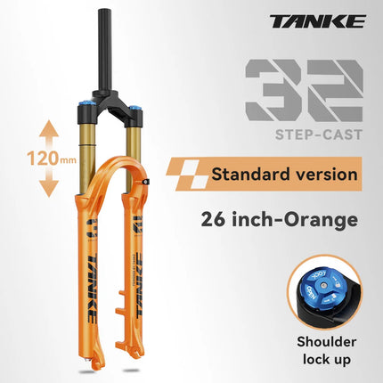 TANKE MTB Bike Fork  120mm Travel, Rebound Adjustable, Quick Release