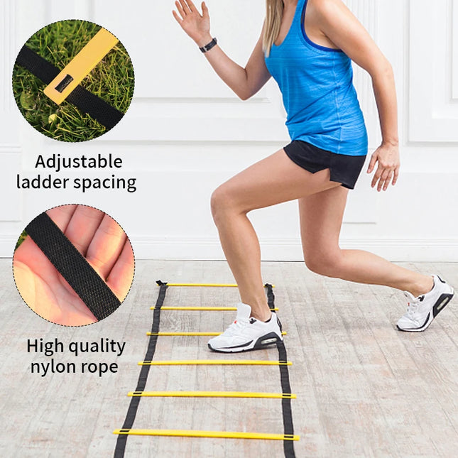 1 Set Soccer Agility Training Ladder (19.6 ft. 12 Rungs)