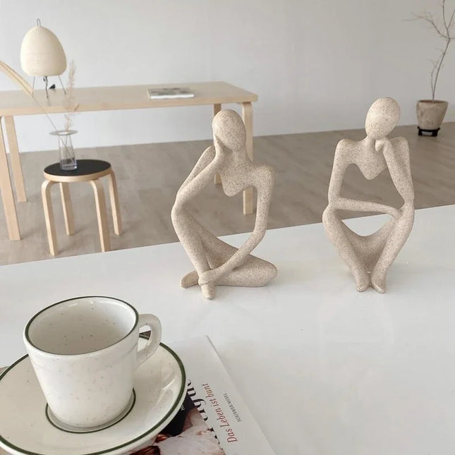 Sand Color The Thinker Abstract Sculpture  Nordic Yoga Figurine