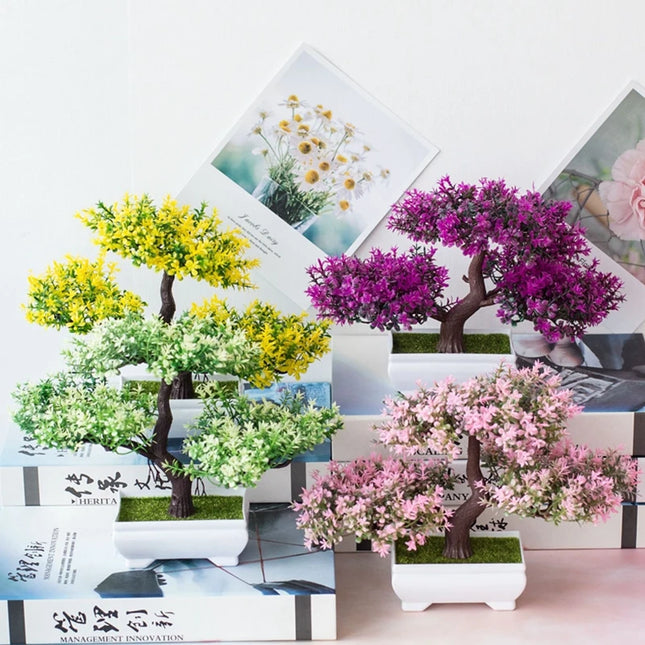 Artificial Bonsai Plants  Potted Fake Flowers