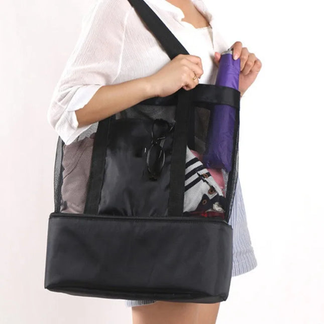 Women Mesh Tote Bag Double-layer