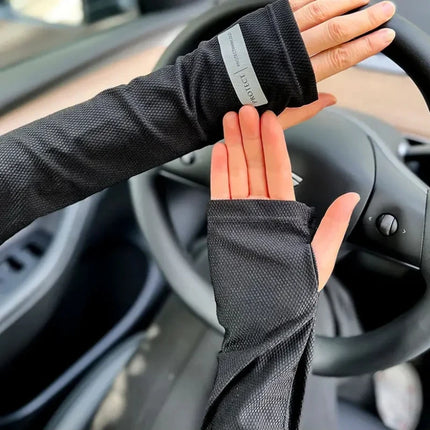 2Pcs Sun Protection Arm Sleeves & Cooling Ice Silk Face Mask for Summer, Cycling, Driving