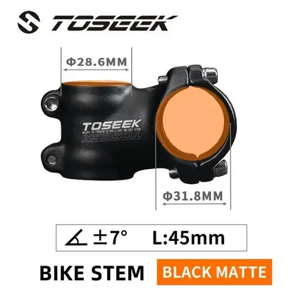 TOSEEK MTB/Road Bike Handlebar Stem  Lightweight 60-100mm, 28.6mm Fork, 31.8mm Bar