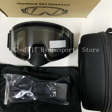 Electrically Heated Anti Fog Polarized Ski Goggles, Magnetic Interchangeable Gradient Lens,  for Winter Sports, Snowboarding