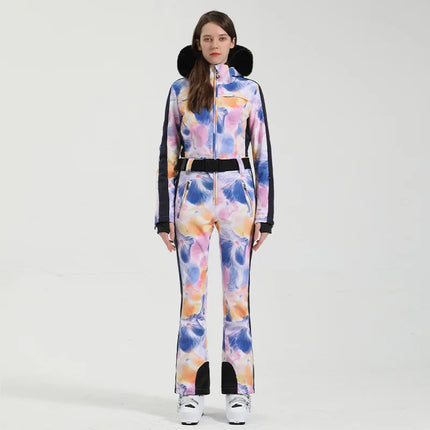GSOU SNOW One-piece Ski Suit Women Thickening Snowboard Female Overalls Winter Windproof Waterproof Breathable Clothing Skiing