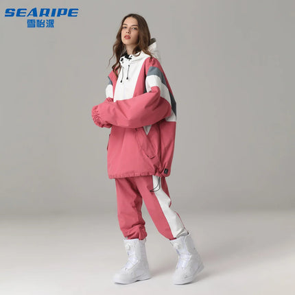 Searipe Warm Ski Suit Women Men Waterproof Windproof Couple Snowboarding Jacket Pants Set Female Snow Costumes Outdoor Unisex
