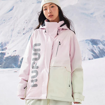 Gradient Ski Suit Girl Waterproof  Warm Loose Cotton Clip Snowboard Pink Purple Woman Adult Men Winter Outdoor Jacket Coat Pants