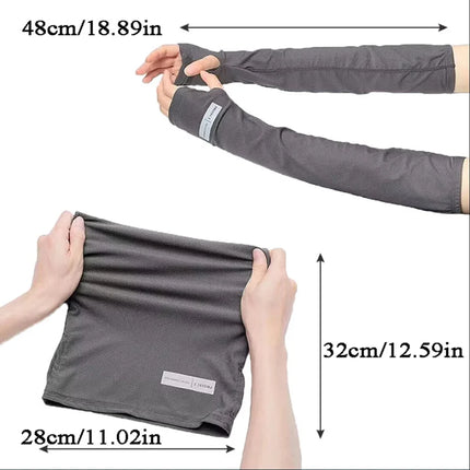 2Pcs Sun Protection Arm Sleeves & Cooling Ice Silk Face Mask for Summer, Cycling, Driving