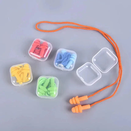 1 Pc Silicone Ear Plugs for Sleep, Noise Reduction, Swimming, and Diving with Rope
