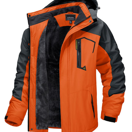 TACVASEN Fleece Lining Mountain Jackets Mens Hiking Jackets Outdoor Removable Hooded Coats Ski Snowboard Parka Winter Outwear
