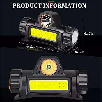 Portable Mini LED Headlamp - XPE + COB, USB Rechargeable