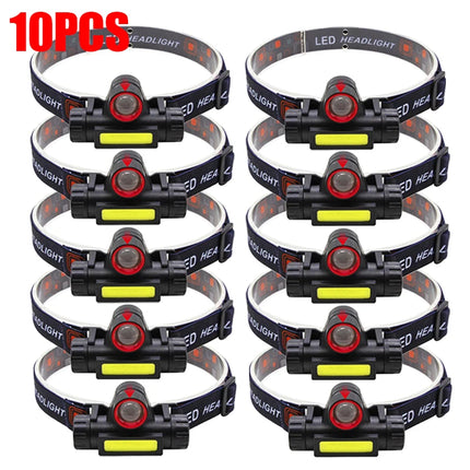 Portable Mini LED Headlamp - XPE + COB, USB Rechargeable
