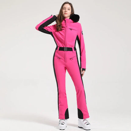 GSOU SNOW One-piece Ski Suit Women Thickening Snowboard Female Overalls Winter Windproof Waterproof Breathable Clothing Skiing