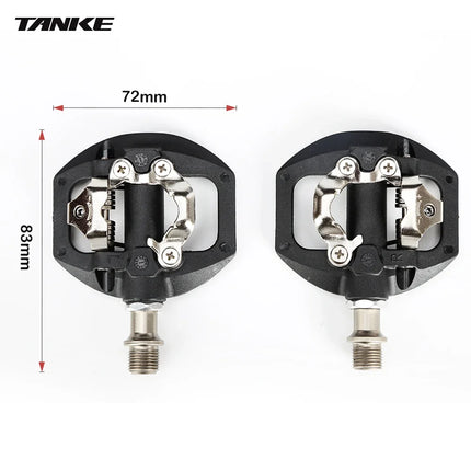 TANKE Mountain Bike Pedals SPD Dual Clipless & Flat Aluminum Pedals with 3 Sealed Bearings