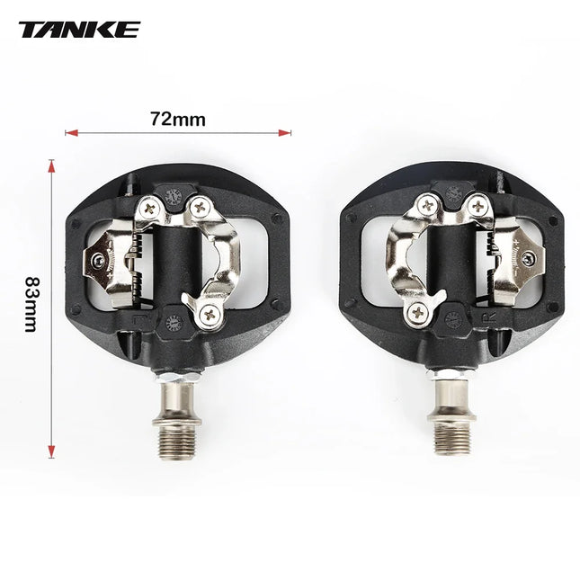 TANKE Mountain Bike Pedals SPD Dual Clipless & Flat Aluminum Pedals with 3 Sealed Bearings