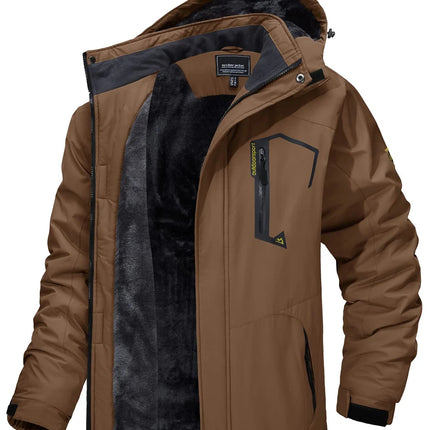 TACVASEN Fleece Lining Mountain Jackets Mens Hiking Jackets Outdoor Removable Hooded Coats Ski Snowboard Parka Winter Outwear