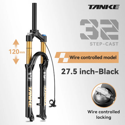 TANKE MTB Bike Fork  120mm Travel, Rebound Adjustable, Quick Release