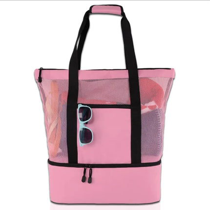 Heat Preservation Mesh Picnic Tote Bag for Women, Waterproof, Double-layer, High Capacity