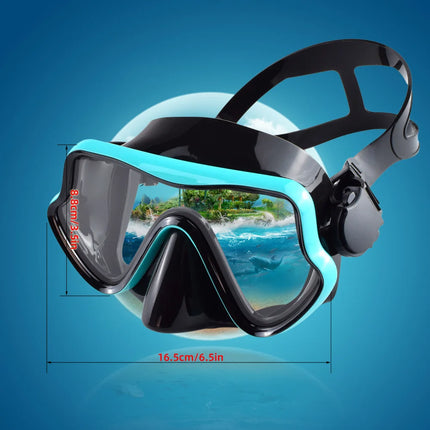 Diving Mask  Anti-Fog, HD, Tempered Glass, Silicone Skirt, with Nose Cover.