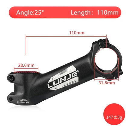 Ultralight 17° Aluminum Bike Stem  MTB & Road Bicycle 31.8mm