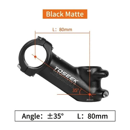 TOSEEK MTB/Road Bike Handlebar Stem  Lightweight 60-100mm, 28.6mm Fork, 31.8mm Bar