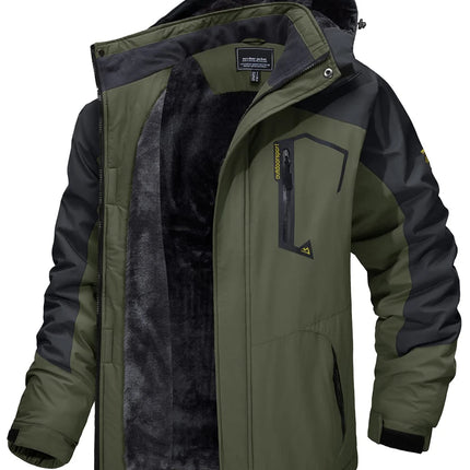 TACVASEN Fleece Lining Mountain Jackets Mens Hiking Jackets Outdoor Removable Hooded Coats Ski Snowboard Parka Winter Outwear