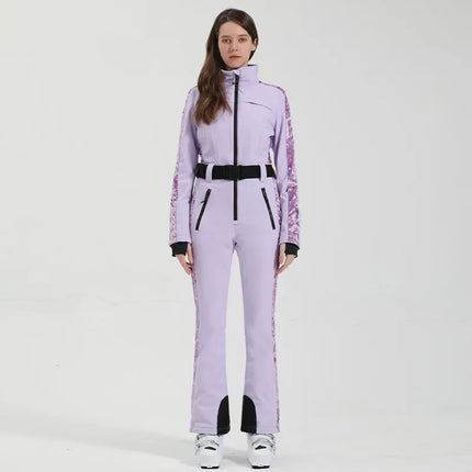 GSOU SNOW One-piece Ski Suit Women Thickening Snowboard Female Overalls Winter Windproof Waterproof Breathable Clothing Skiing
