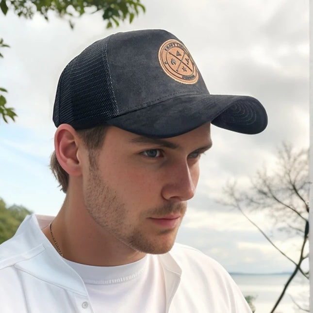 New Circular Leather Label Trucker Hat
