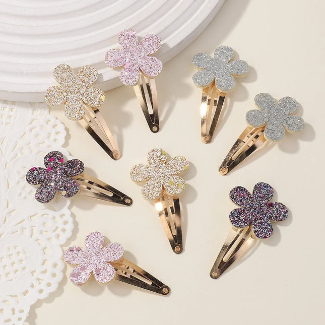 Glitter Rainbow Flower Rabbit Hairpins