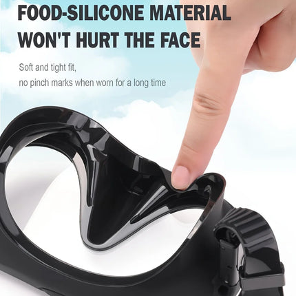 Diving Mask  Anti-Fog, HD, Tempered Glass, Silicone Skirt, with Nose Cover.