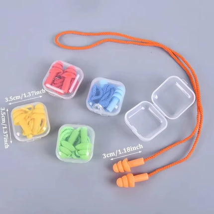 1 Pc Silicone Ear Plugs for Sleep, Noise Reduction, Swimming, and Diving with Rope