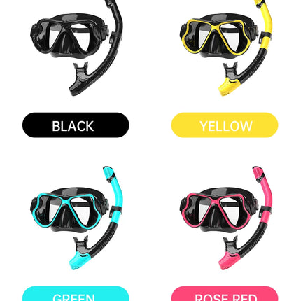 Dry Snorkel Mask Set, Panoramic View, Anti-Fog, Adjustable for Adults.