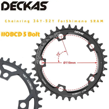 DECKAS 110BCD Chainring 36T-52T for Shimano SRAM 5 Bolt Road Bike Narrow Wide Crank