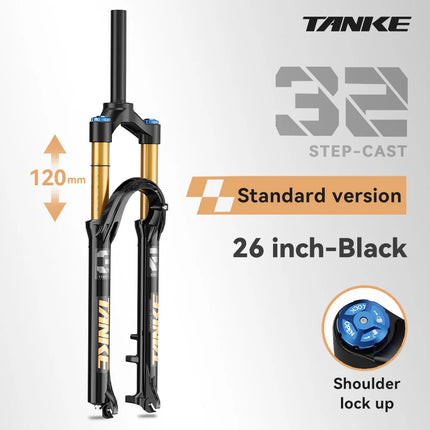 TANKE MTB Bike Fork  120mm Travel, Rebound Adjustable, Quick Release