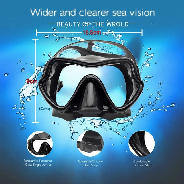 Dry Snorkel Set with Panoramic Mask for Adults