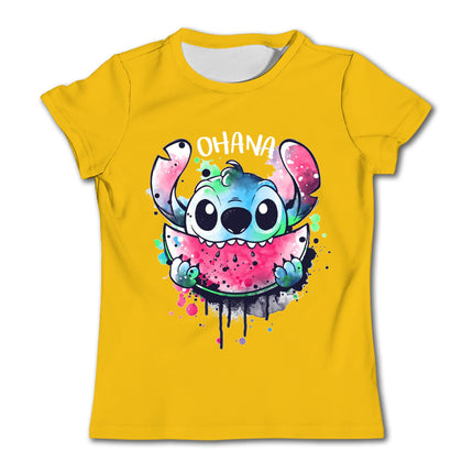 Girls Kawaii Stitch T-shirt Child Girl Clothing Toddler Tees Children Clothes 2024 Summer Short Sleeve Kids Boy Cartoon Tee Tops