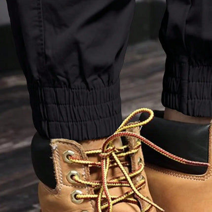 Men's Casual Cargo Pants: Tapered Workwear with Side Flap Pockets for Spring/Fall