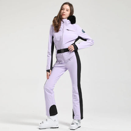 GSOU SNOW One-piece Ski Suit Women Thickening Snowboard Female Overalls Winter Windproof Waterproof Breathable Clothing Skiing