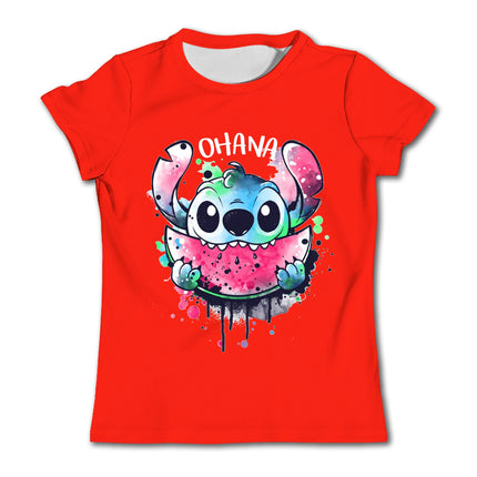 Girls Kawaii Stitch T-shirt Child Girl Clothing Toddler Tees Children Clothes 2024 Summer Short Sleeve Kids Boy Cartoon Tee Tops