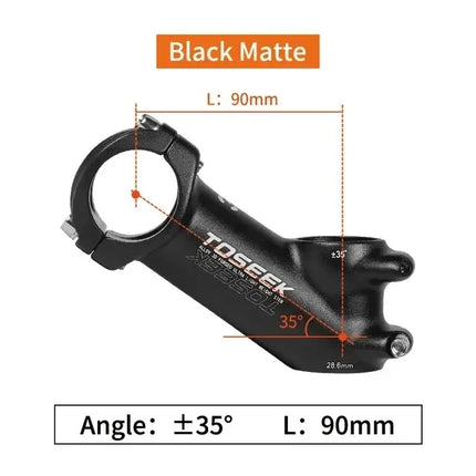 TOSEEK MTB/Road Bike Handlebar Stem  Lightweight 60-100mm, 28.6mm Fork, 31.8mm Bar