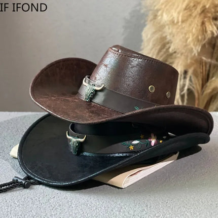 Fashion Cow Head Decor Cowboy Hat