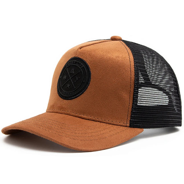New Circular Leather Label Trucker Hat