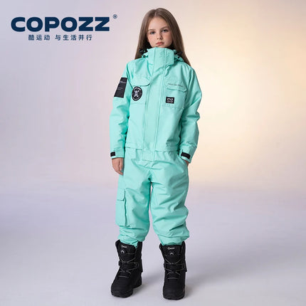 COPOZZ Children Snowsuit Kids Ski Suits One Piece Jumpsuits Overalls Outdoor Sports Snowboarding Snow Suit For Boys And Girls